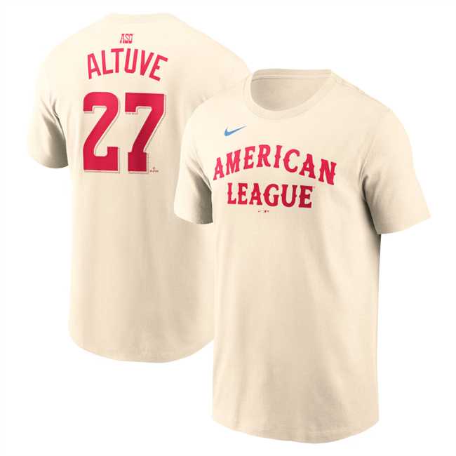 Men's American League #27 Jose Altuve Cream 2024 All-Star Name & Number T-Shirt,We sell and wholesale Men's American League #27 Jose Altuve Cream 2024 All-Star Name & Number T-Shirt on line form chian!